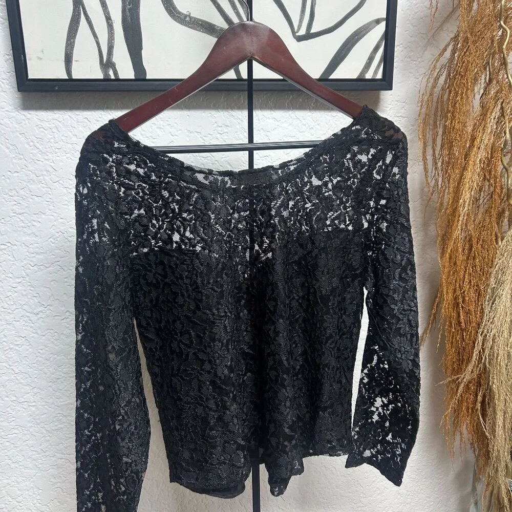 Alexandra Nicole Pull-Over Black Lace Blouse Size Medium